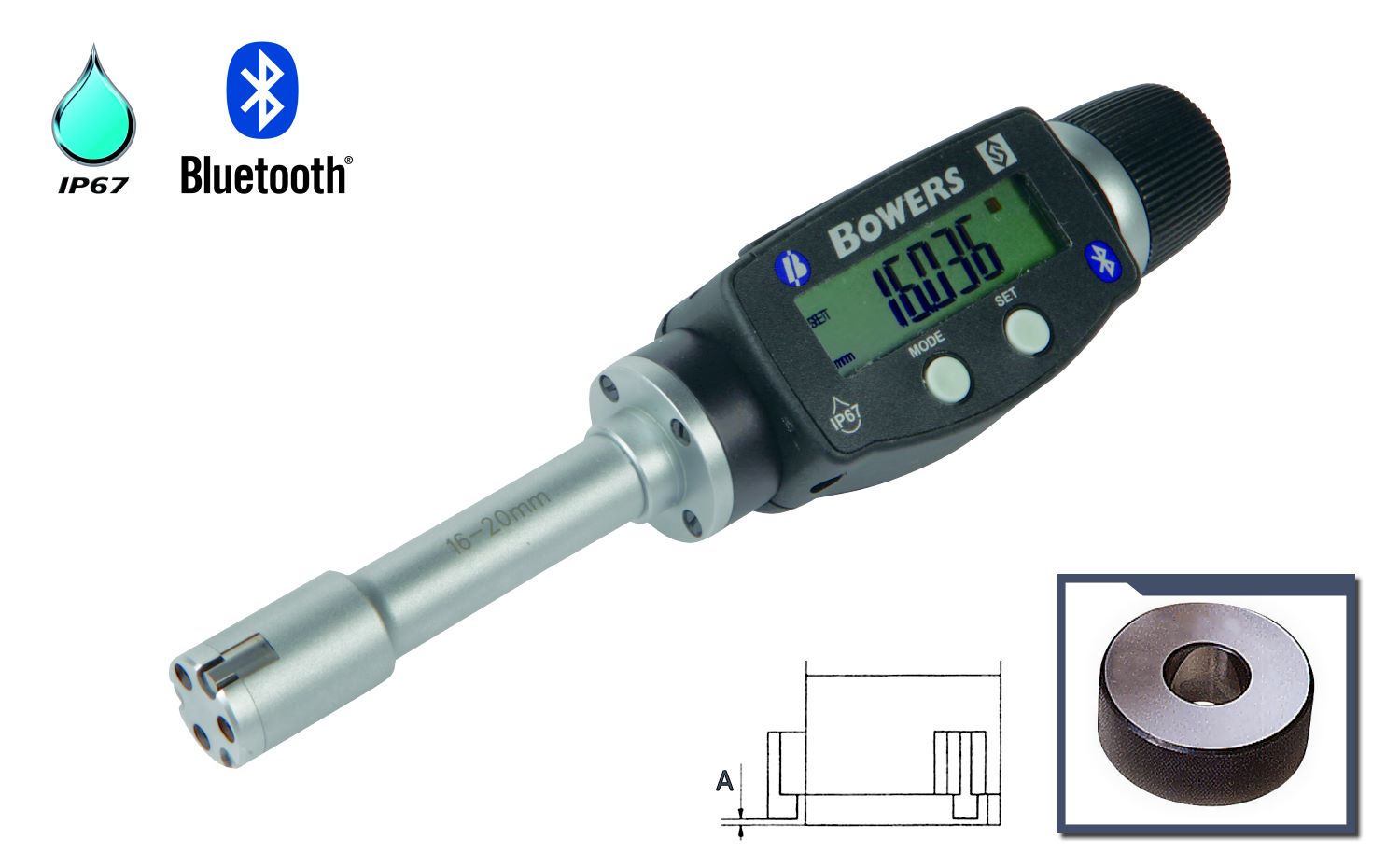 Bowers XTD 3 point internal micrometer digital 16 mm - 20 mm U2502106
