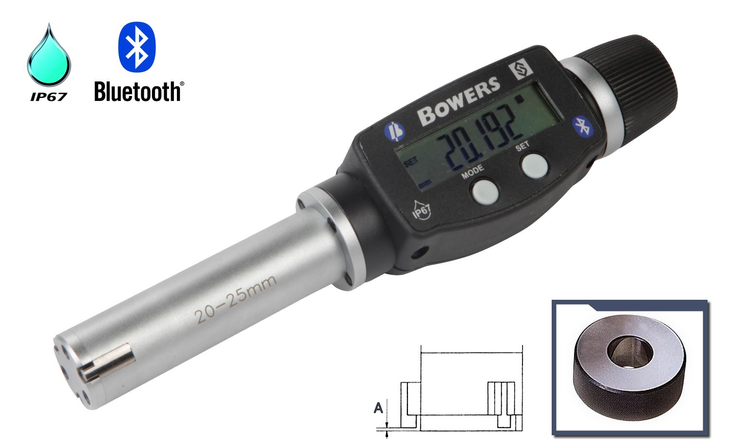 Bowers XTD 3 point internal micrometer digital 20 mm - 25 mm U2502107