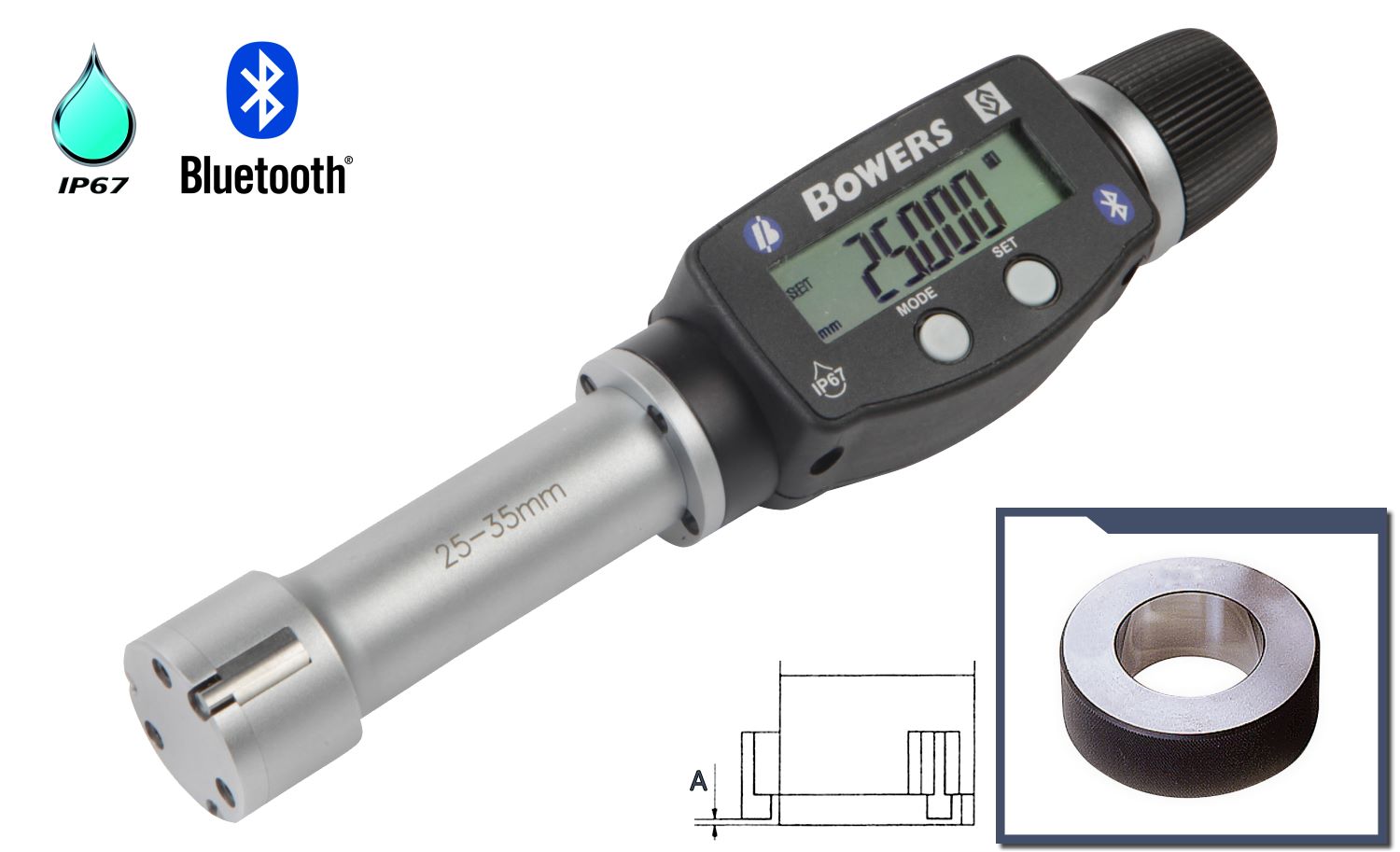 Bowers XTD 3 point internal micrometer digital 25 mm - 35 mm U2502109