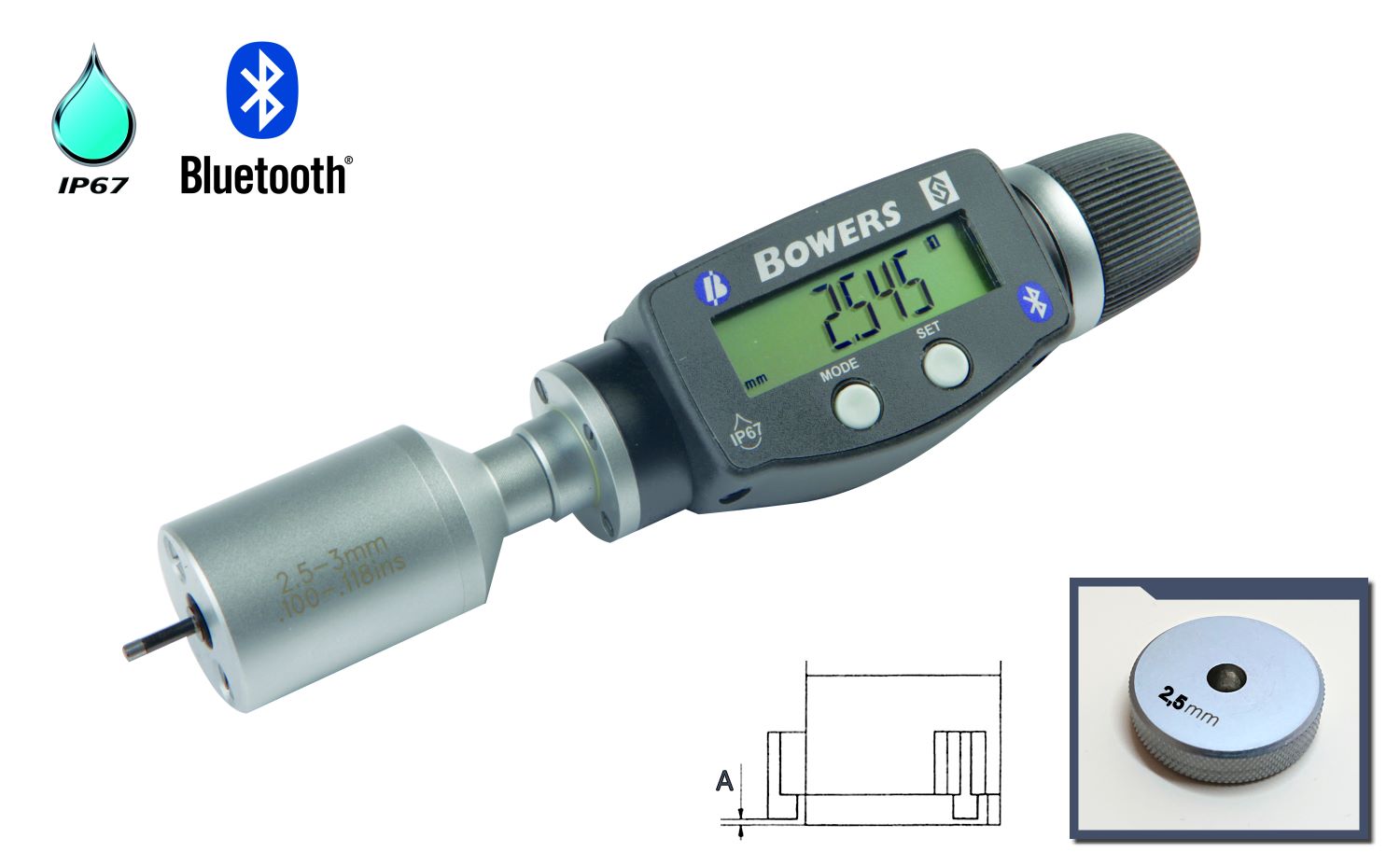 Bowers XTD 2 point internal micrometer digital 2,5 mm - 3 mm U2501097