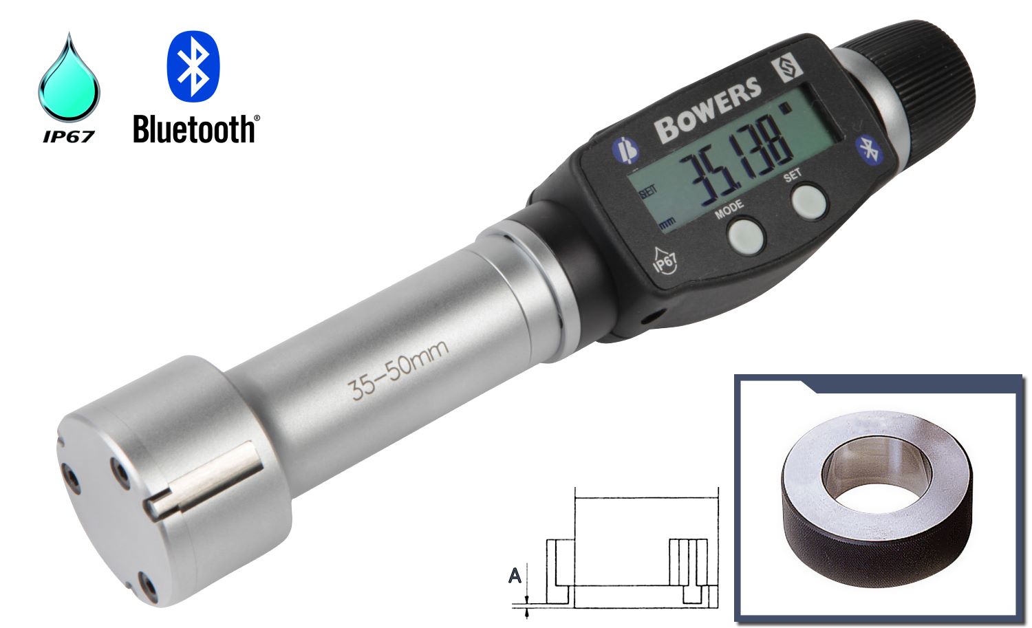 Bowers XTD 3 point internal micrometer digital 35 mm - 50 mm U2502111