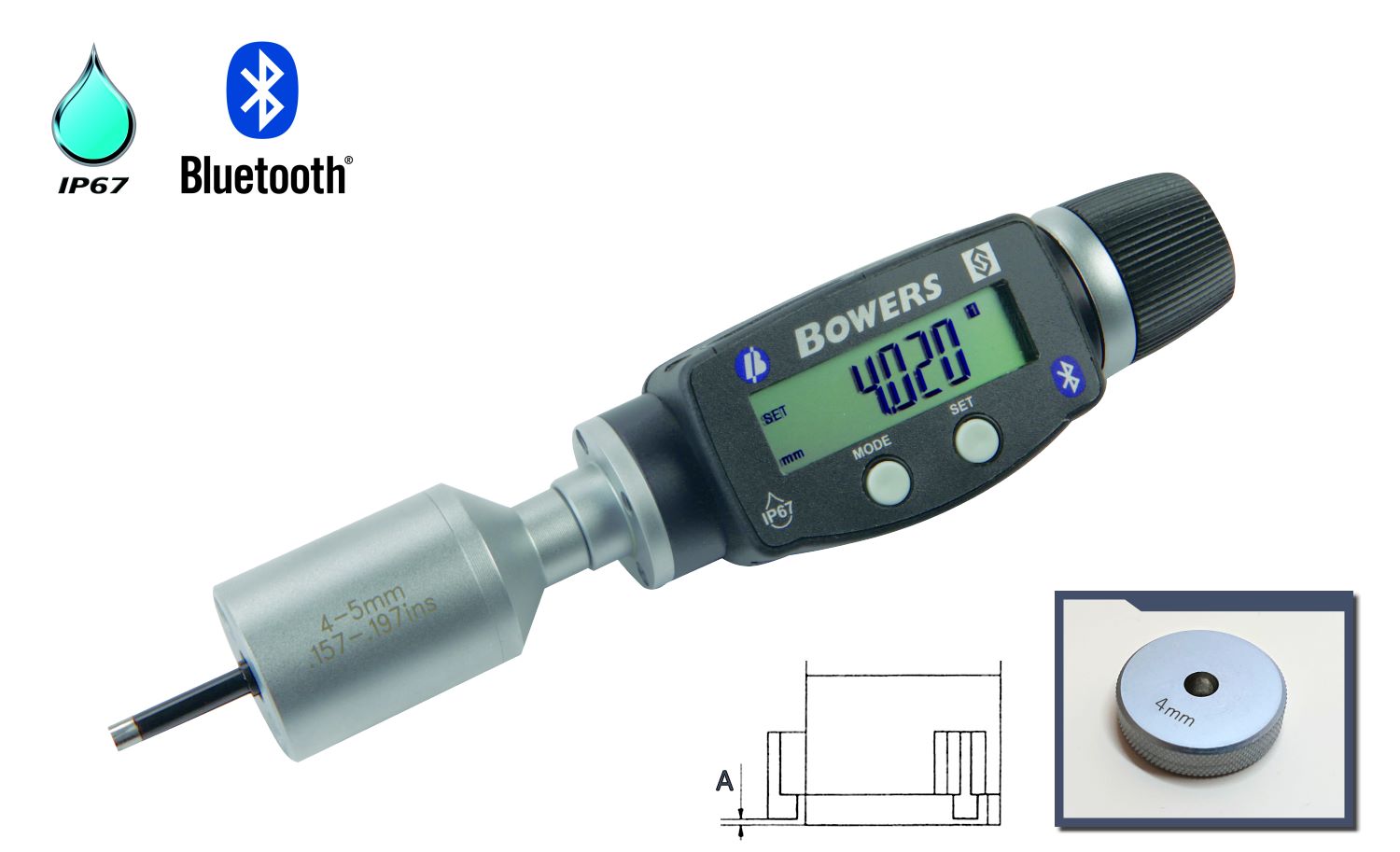 Bowers XTD 2 point internal micrometer digital 3 mm - 4 mm U2501098
