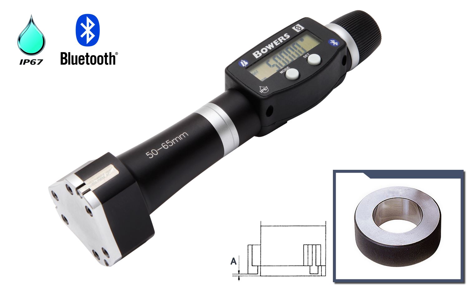 Bowers XTD 3 point internal micrometer digital 50 mm - 65 mm U2502113