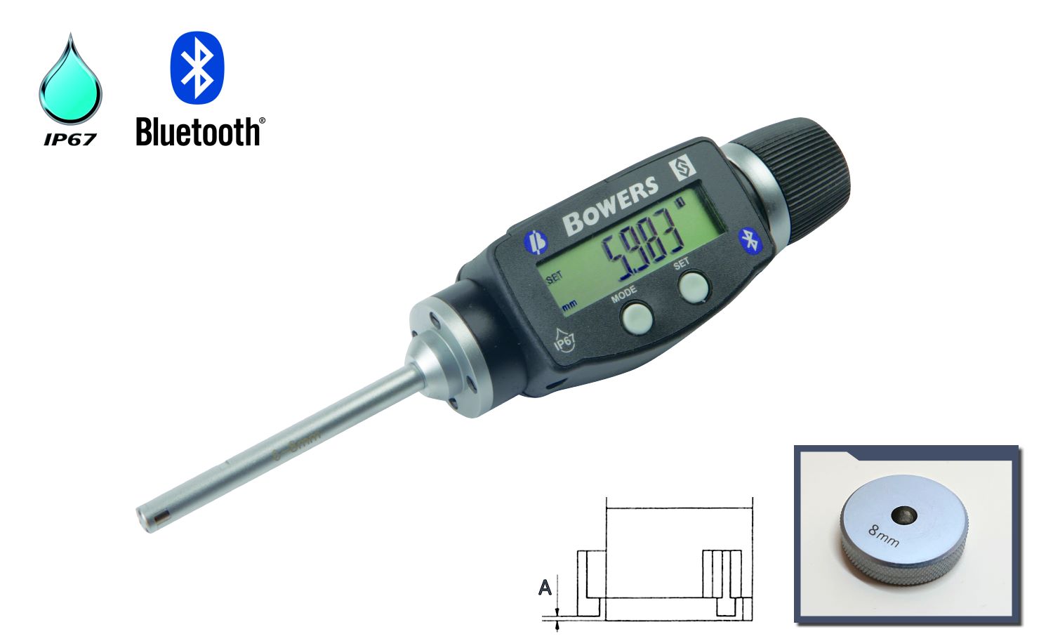 Bowers XTD 3 point internal micrometer digital 6 mm - 8 mm U2501101