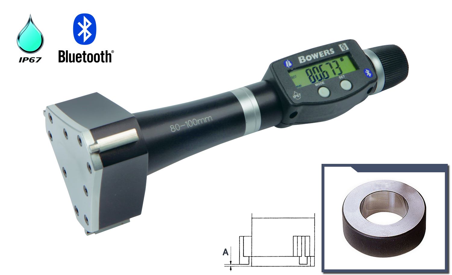 Bowers XTD 3 point internal micrometer digital 80 mm - 100 mm U2502115