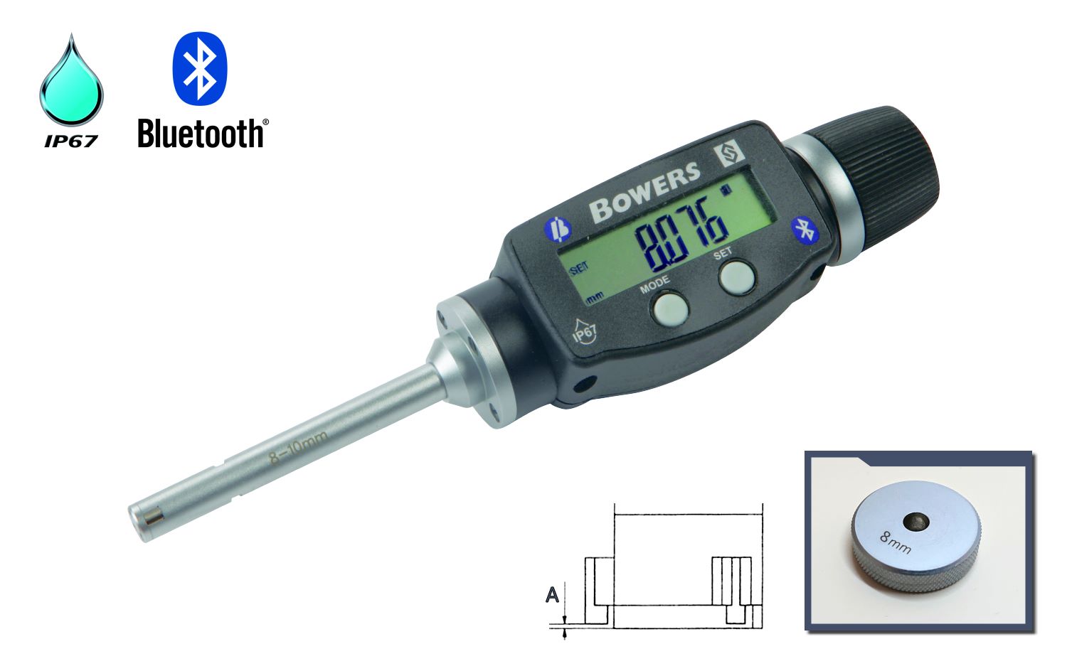 Bowers XTD 3 point internal micrometer digital 8 mm - 10 mm U2501102