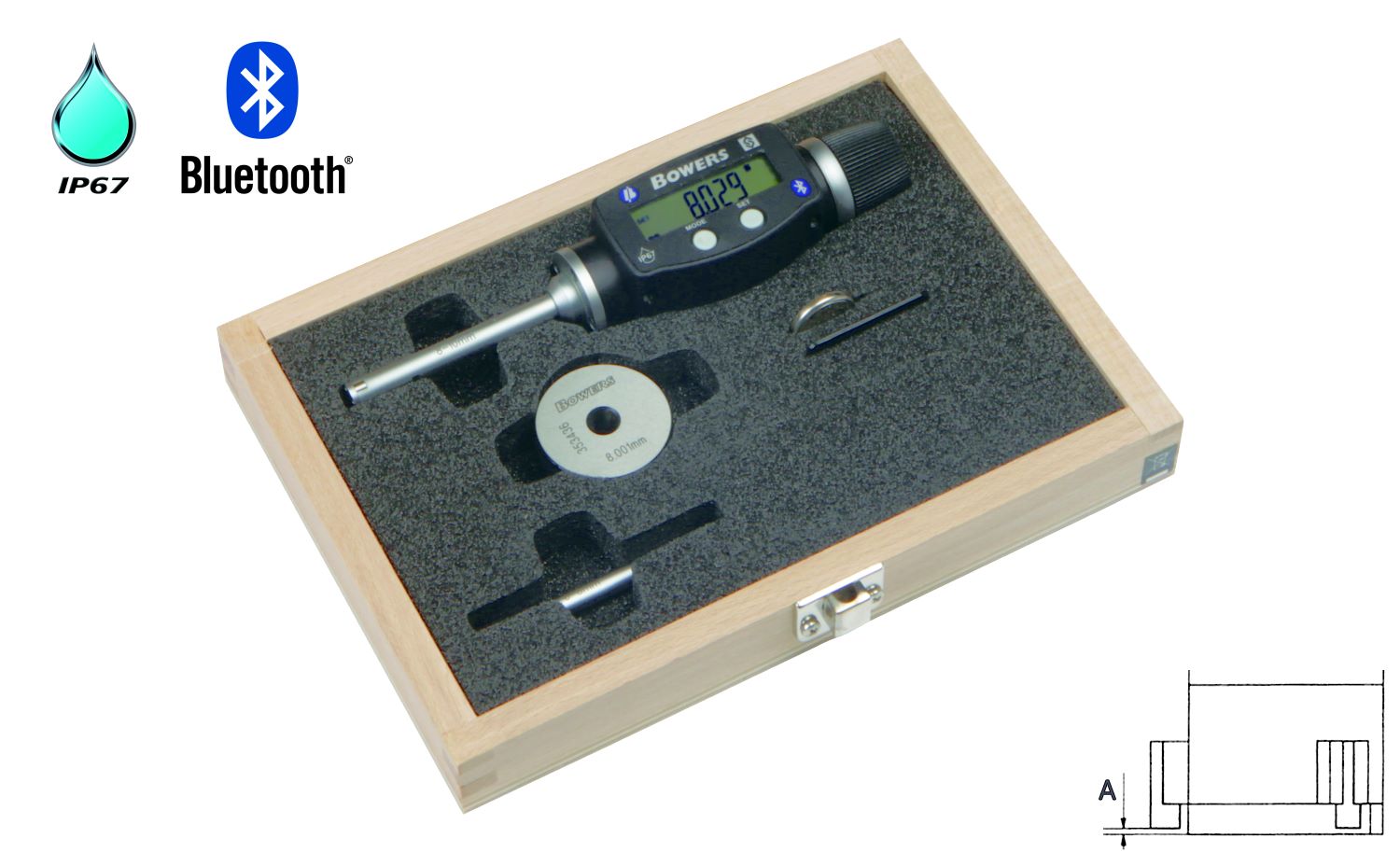 Bowers XTD 3 point internal micrometer digital SET 6 mm - 10 mm U2502201