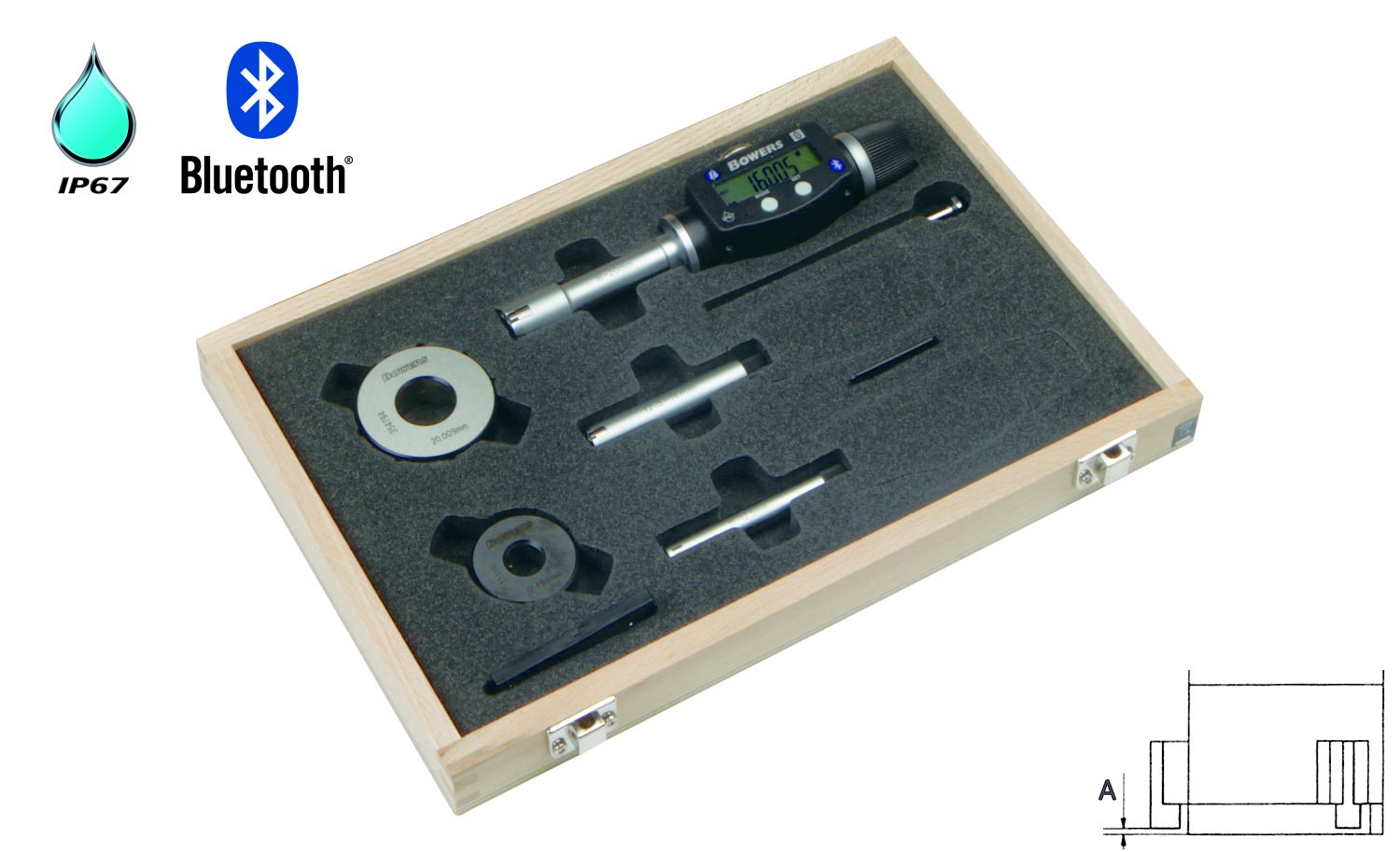 Bowers XTD 3 point internal micrometer digital SET 10 mm - 20 mm U2502202