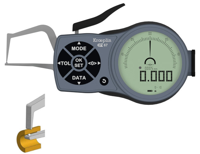 External digital dial caliper gauge Kroeplin K1R10S 0 mm - 10,0 mm KK1R10S