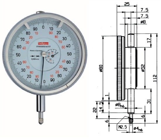 Precisions Dial Gauge 0 - 1 mm FM1000/80T KA10060
