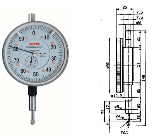 Dial Gauge 0 - 10 mm, GM80T KA10037