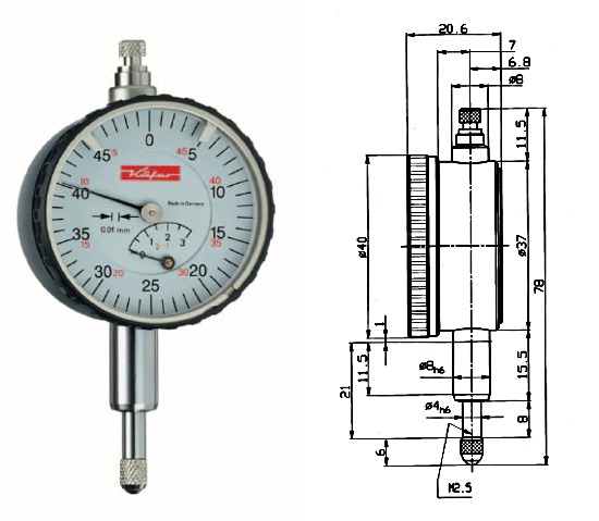 Small Dial Gauge KM4-5X lightweight 0 - 5 mm KA10012