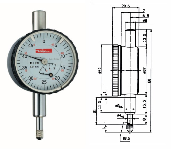 Small Dial Gauge KM4XS lightweight 0 - 3 mm KA10118