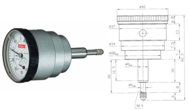Error Free Dial Gauge SI-45 R back plunger 0 - 0,4 mm KA10123