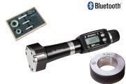 Bowers XTD digital internal micrometers according to DIN 863. Ranges from 2 mm to 300 mm. IP67 Protection class. For through holes and blind holes. Up to 10 mm measuring faces hardened and from 12.5 mm with tungsten carbide-tipped measuring faces. With Bluetooth® and Proximity data output.,  Incl. setting ring.