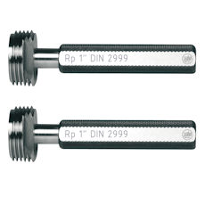 Thread plug gauges according to DIN 2999 for tapered Withworth pipe threads made of hardened tool steel with tolerance steps.