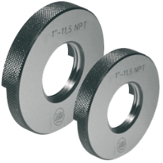 Thread ring gauges ANSI/ASME B.1.20.1 for American pipe threads NPT made of hardened tool steel with tolerance steps.