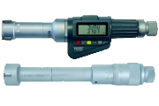 Three-point internal micrometers for measuring and testing of internal diameters. Versions analog or digital with and without adjustment. Metric or inch system. Suitable for diameter ranges from 6 mm to 300 mm, depending on the selected type.
