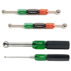 Ball gauges made of stainless steel Diameters from 1 - 30 mm, Tolerance ± 1µm. With colored hexagonal aluminum handle labeled one- or two-sided GO / NO-GO.