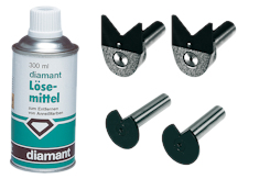 More accessories for concentricity testers: V inserts for tail stocks and solvent spray for marking colours.